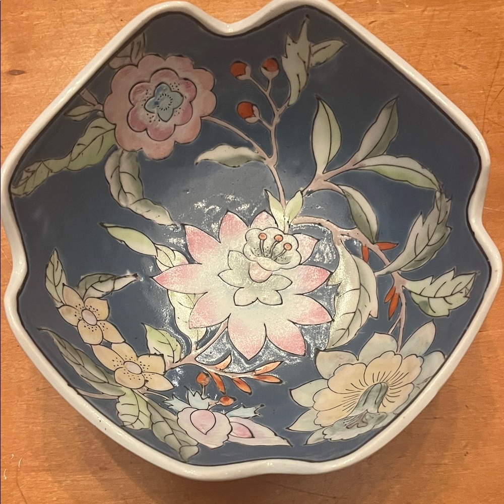 Artistic Floral Ceramic Bowl - Multicolor